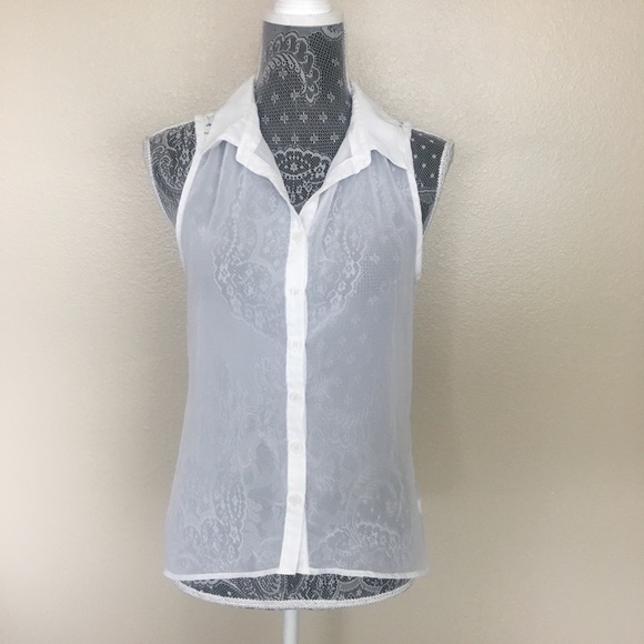 2B Bebe Tops - 2B Bebe White Sheer Sleeveless Blouse Size XS